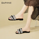 达芙妮（DAPHNE）平底法式晚风凉拖鞋女夏季外穿海边配裙子露趾一字拖女 黑色  38 
