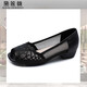 Dailianwei Marque en cuir authentique en cuir bas à talon bas de poisson bouche sandales pour femmes 2025 Été Nouveau strass d'âge moyen Hollow Mesh Mother En cuir chaussures Gold 35 225 mm