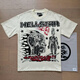 Ziweiqi hermosa impresión de letras retro pareja moderna camiseta de manga corta 691 agua de lavado negro s
