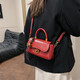 2025 Frühlings- und Sommer PU Retro kleine quadratische Beutel modische einfache Tasche Quadratschlosse kleine Tasche rot