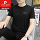 皮尔卡丹（pierre cardin）冰丝短袖t恤男士2025新款夏季薄款体恤夏天休闲潮牌大码男装上衣 1423黑色 M 100斤-110斤