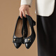 
Red Dragonfly Leap Moon Shoes High Heels 25 Spring Thick Heels Women's Shoes Pointed toe Workplace Small Leather Shoes Single Shoes WLB15124 Black 38