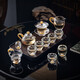 Fat Donglai's same German quality crystal glass tea set filled with gold foil light luxury covered bowl complete set of Kung Fu tea set Large capacity gold foil tea bowl + fair cup + round tea E
