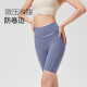 Mantenga los pantalones cortos de yoga para mujeres deportistas y fitness de la cintura alta de la cintura con la protección solar fría sin talla de 4 puntos Iris Purple