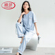 Langsha Light Luxury High-End-Sommer-Baumwoll-Pyjamas für Frauen kurzärmelige Hosen rot große Frauenstil für halbärmelige Hauskleidung Spring Lake Blue 7374 2xl empfohlen 130-150jin [Jin gleich 0,5 kg]