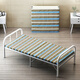 BaiHengda Klappende Einzelbett Home Office Lunchpause Einfaches Bett Holzbrett tragbares Begleitbett Miethaus Eisenbett verdickte dicke Stahlrohrblaue Streifen (75 cm breit)