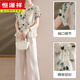 Hengyuanxiang middle-aged mother summer suit fashionable chiffon shirt top middle-aged and elderly women's summer short-sleeved shirt two-piece set TM-723 green single top 5XL (recommended 155-170Jin [Jin equals 0.5 kg])