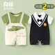 Didi Bear Diary (DIDIXIONGRIJI) 2-piece baby clothes summer short-sleeved thin jumpsuit 0-6 months newborn baby boy and girl summer clothes short-sleeved (little cute crocodile + pocket penguin) 90cm