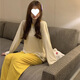 COLORFUL GEMS bean paste color pajamas for women new long-sleeved nightgowns for home clothes spring, summer and autumn boyfriend style 681# bean paste color shirt skirt 175 L (95-110Jin[Jin equals 0.5 kg])