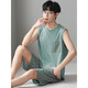 LangSha pajamas men's summer cotton silk vest sleeveless shorts loose plus large size casual style thin home clothing set NJR-LX12027 blue striped pants round neck pullover 2XL [Please contact customer service size]