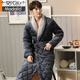 Modal winter coral velvet cotton men's nightgown for men's middle-aged three-layer thickened velvet warm super thick long large-size bathrobe SY9859 XL is suitable for 135-155Jin [Jin equals 0.5 kg]
