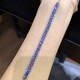 Junpo Elegant Light Luxury Versatile Fashion New Exquisite Natural Tanzanite Bracelet S925 Silver Inlaid Silver Jewelry for Women White 22cm