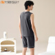 Pajama modal Summer masculino 100% puro pantalones cortos de chaleco sin mangas de algodón para el chaleco de verano para hombres Juego de ropa para el hogar 02J13657 L