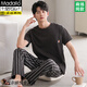 Modal Teenager Herren-Pyjama Kurzärärmelhosen Sommer dünne reine Baumwollhauskleidung Sommer großer Jungen Baumwollanzug Q12013 L