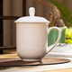 Tao Xianghui ceramic tea cup with lid office meeting water cup 10-piece set pure white business cup meeting cup 360ml