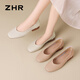 ZHR thick heel boat shoes for women, shallow mouth simple women's shoes for summer commuting single shoes for women AH677 beige 40
