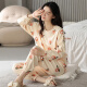 Frühlings- und Herbst-Pyjamas Frauen purer Baumwolle Langarm Koreanisch niedlicher Cartoon Zwei-teiliger Student Student Summer Herbst und Winter Home-Anzug GXT9928 M (vorgeschlagen 75-95jin [Jin gleich 0,5 kg])