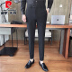 Pierre Cardin (Pierre Cardin) Nivel azul marino Pantalones de rayas verticales al estilo coreano de los hombres pantalones casuales sin planchar pantalones de traje de traje de hombre se sienten pantalones negros de punto A455-9902 30 recomendado 115-125Jin [Jin equivale a 0.5 kg]
