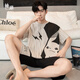 Yougang pajamas for men in summer short-sleeved pure cotton thin style for teenagers in summer can wear outside and add fat to increase the size of men's home clothes. 1503 XL (175cm recommended weight 130-155)