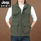 
JEEP SPIRIT Jeep 2025 spring and autumn thin loose horse clip men's casual men's jacket mountaineering and fishing multi-pocket quick-drying vest 9901 black XL suitable for weight 140-155 Jin [Jin equals 0.5 kg]