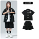 Kamiban Children's Hip-Hop Chinese Style Performance Costumes Child's Child's Childal Cost Boys and Girls New Chinese Street Dance Performance Costumes Trendy 319 Black Cost + 841 White Short Manches 160 cm