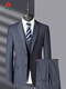 MONTAGUT Middle-aged Men's Suit Three-Piece Set Business Casual Groom's Wedding Groom's Wedding Dress Suit Jacket 9853 Hidden Blue Two-Piece Set Two Button Single Open M 170/M Suitable for 100-115Jin [Jin equals 0.5 kg]
