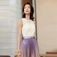 EP Yaying Serie de alta gama Mulberry Silk sin mangas Camisa de empalme de punto de punto, el mismo estilo que 9905A en el centro comercial de verano, White S