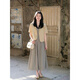 
MuYIMING 2025 summer new simple short-sleeved blazer fashionable retro plaid suspender dress two-piece women's trendy 9720 cream yellow jacket + 9721 plaid skirt L Recommended 101-120Jin [Jin equals 0.5 kg]