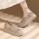Sipuwang Dick-Soled Fisherman-Schuhe für Frauen 2025 Sommer Dünner Hohlschuhe Spitzen-Mesh atmungsaktiv und hohe lässige Single-Schuhe für Frauen JST 1283 Khaki (Fersenhöhe 4 cm) 35
