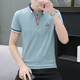 
2025 summer lapel short-sleeved casual Polo shirt for men's trendy business slim half-sleeved T-shirt pure cotton shirt collar pink Q672 3XL handsome new style