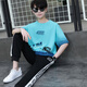 Qiao Yumeneng Summer Boy kurzärmeligte Sweatshirt 13-jährige Teenager-Hosen T-Shirt T-Shirt Zweiköpfig 15 Schüler der Junior High School 14 Sportanzug Weiß und Blauanzug 9226 (Kurzärärmel + Hosen) Hochwertiges M (Empfohlen 78-95 Jin [Jin gleich 0,5 kg]))