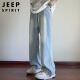 JEEP SPIRIT吉普冰丝牛仔裤男夏季薄款直筒阔腿长裤青少年男士裤子 浅蓝  XL 