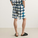 
Sketch men's clothing 2025 summer new product hand-painted diamond lattice pattern medium shorts loose straight pants fashionable 9P4E14110 482 blue and gray combination XL
