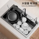 Jiumuwang Kitchen Xiaomi Mi Liter Gun Gray SUS304 Stainless Steel Sink Left and Left Large Single Sink Table Up and Lower Washing Basin Bowl Pool [Pumping and Pulling Deluxe Package Lower Water] Gun Gray 680x460mm