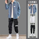 2025 new workwear casual suit men Korean style trend three-piece set spring and autumn men's clothing one set with handsome clothes [2 pieces] 682 shirt black + A006 workwear pants L