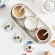Dingdan ceramic seasoning jar combination household seasoning box high temperature resistant seasoning jar salt jar creative chili oil jar oil splash jar small size - mix and match three-piece set + tray with spoon