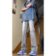POUM Willow Scimitar Jeans Men's Spring and Autumn and Summer American High Street Straight Slim Pants Stylish Pants DFFS-701 Black L