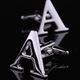 Handsome 26 English letters A-Z cufflinks, gold cufflinks, French cufflinks, men's cufflinks and cufflinks, letter A (silver)
