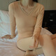 Dannanwei Hanshe 9889 wool silk heating set V-neck lace high waist lifting hip slim fit autumn and winter base thermal underwear orange powder: 80-140Jin [Jin equals 0.5 kg] Universal size