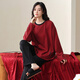 Dahong Bensheng Pajamas para mujeres primavera y otoño boda recién boda de algodón puro algodón festivo mejor amigo ropa de ropa para el hogar w9754 set m 70-90jin [Jin iguala 0.5 kg]