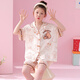 Ella y otras niñas pijamas en verano seda de hielo traje delgado de manga corta para niños dibujos animados lindo y moderno ropa para niños de tamaño mediano G-6630# Beaver 100 Tamaño 8 [Altura 100-110 cm]