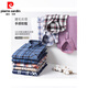 Pierre cardin spring and autumn new pure cotton long-sleeved shirt men's cotton plaid shirt large size middle-aged and elderly top daddy suit 838 41 Suggested 130-145 Jin [Jin equals 0.5 kg]