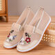 Woodpecker summer new style mesh breathable ancient style Hanfu women's shoes old Beijing cloth shoes women's mesh breathable mother's embroidered shoes off-white 37