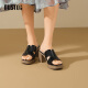 Zapatillas de moda dadong zapatos para mujeres 2025 verano nuevo tacón grueso tacón alto tacón estructura de la estructura de los dedos x1047 beige 34