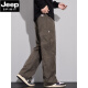 Jeep Spirit2025 Nuevos pantalones de trabajo para la marca de moda masculina suelta y cómoda escalada al aire libre y pantalones casuales estadounidenses rectos 9857 Tierra Color XL (140Jin [Jin equivale a 0.5 kg])
