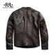 RALPH LAUREN Ralph Lauren Men's Classic Slim Fit Leather Motorcycle Jacket RL90195 001-Picture Color XS