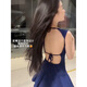 Die Nis-Nachtclub Rückenless Pure Desire Style Hidden Blue Stick Kleid im Sommer neuer U-Neck-Kurzrock Taille Tight A-Line-Rock kleiner versteckter Blau/schöner Rückenrock/riesige Figur m Vorschlag [90-105jin [Jin gleich 0,5 kg]]]