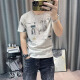COLORFUL GEMS麻棉恤男士新款印花短袖体恤衣服半袖上衣 829灰色 M