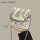 Cinvaikrose Bag Damen 2025 Neue Modekette Eimer Tasche Echtes Leder handgeedeltes Crossbody-Tasche Weiß weiß