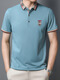 Olj Luxusmarke Herren Sommer New Polo Shirt Herren kurzärmeligte Revers-T-Shirt gestickt modisch Casual Herren Top Marine Blue M.